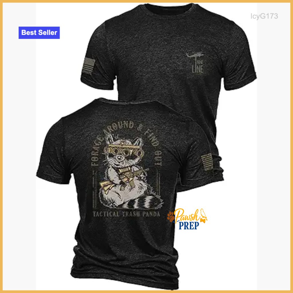 Men's Tactical Trash Panda T-Shirt, Funny Raccoon Graphic, Veteran-Owned
